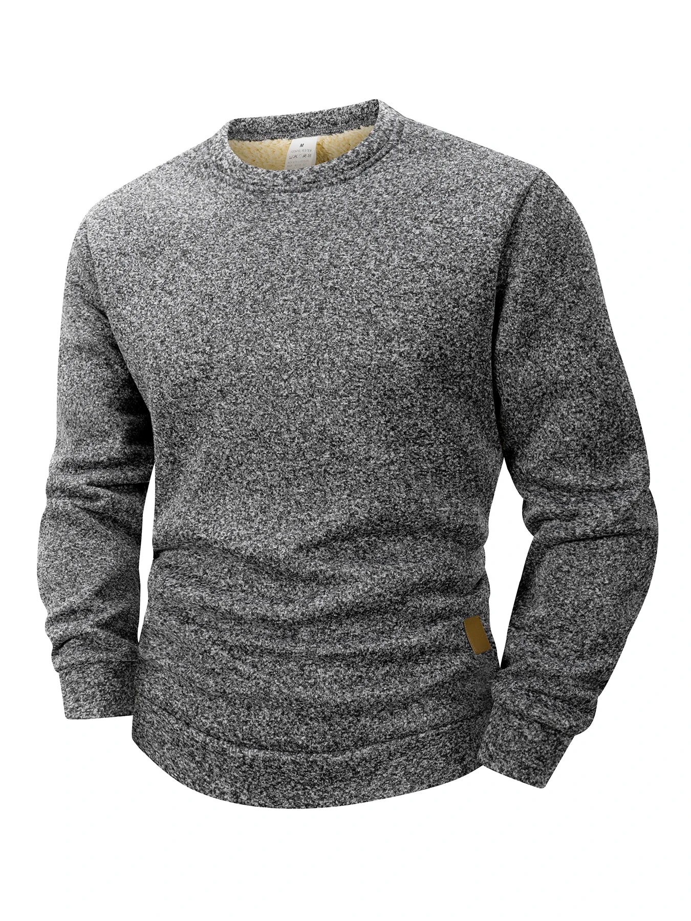 New Mens Round Neck Fleece Sweatshirt Solid Color Loose Casual Pullover Men Fashion Warm Long Sleeve Hoodies Men Clothing S-XXXL