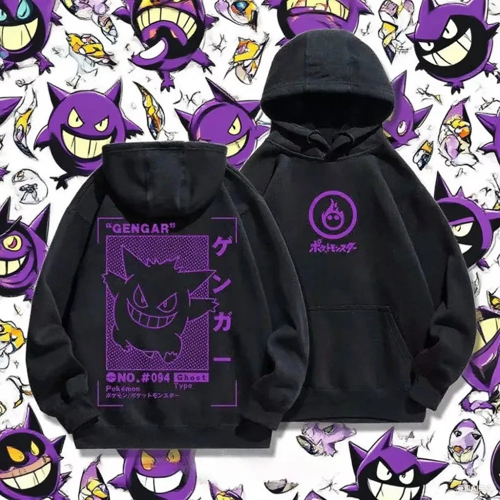 MINISO New Gengar Anime Pikachu Snorlax Print Men's and Women's Autumn Winter Hoody Sweaters Comfortable Breathable and Soft